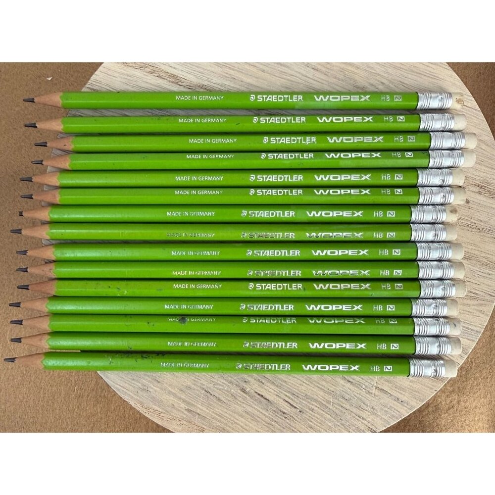 15 Staedtler Wopex HB Pencils Made In Germany Green Eraser Durable Eco-Friendly
